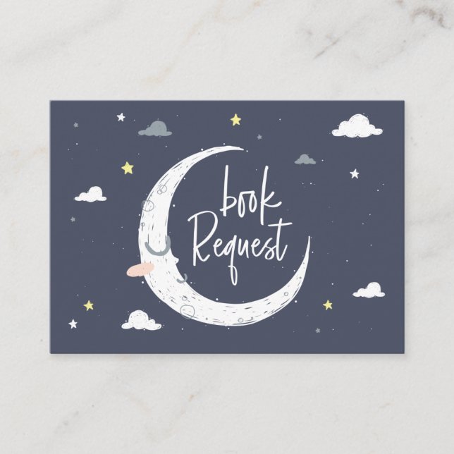 Clouds, moon & star baby shower book request business card (Front)