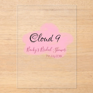 Clouds nine red pastel bridal shower namedate acrylic invitations
