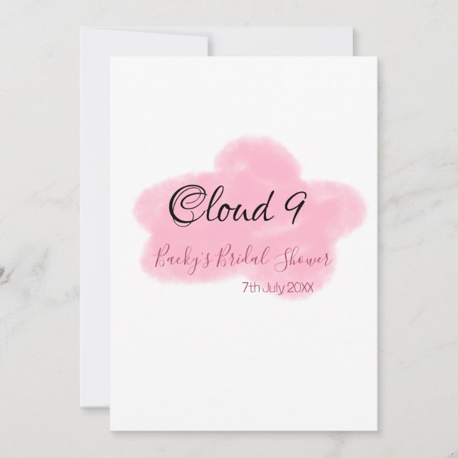 Clouds nine red pastel bridal shower namedate invitation (Front)