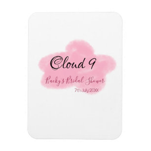 Clouds nine red pastel bridal shower namedate magnet