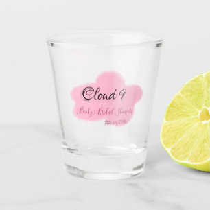 Clouds nine red pastel bridal shower namedate shot glass