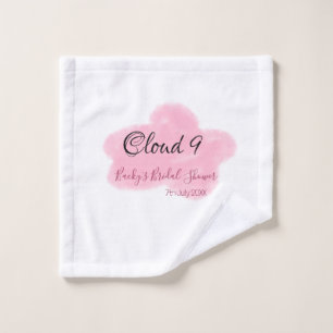 Clouds nine red pastel bridal shower namedate wash cloth