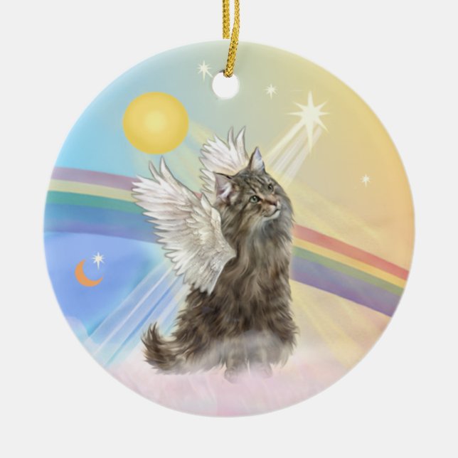 Clouds - Norwegian Forest Cat Angel Ceramic Ornament (Front)