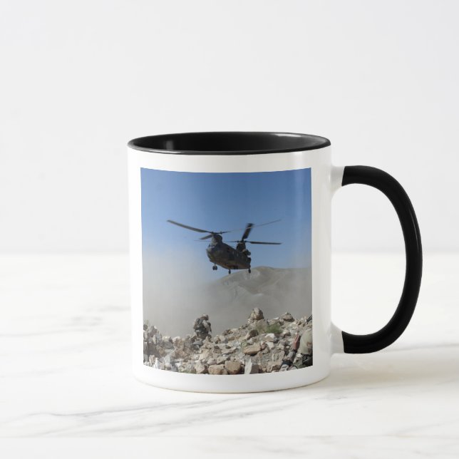 Clouds of dust kicked up by the rotor wash mug (Right)