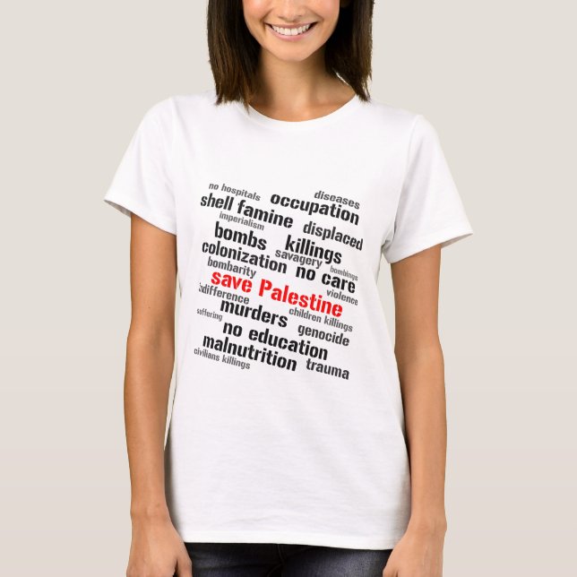 clouds of words saving Palestine T-Shirt (Front)