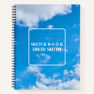 Clouds on a blue sky Colouring Name Notebook