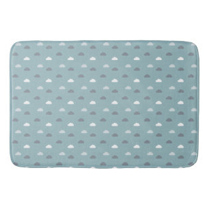 Clouds on Duck Egg Blue Shower Curtain Bath Mat
