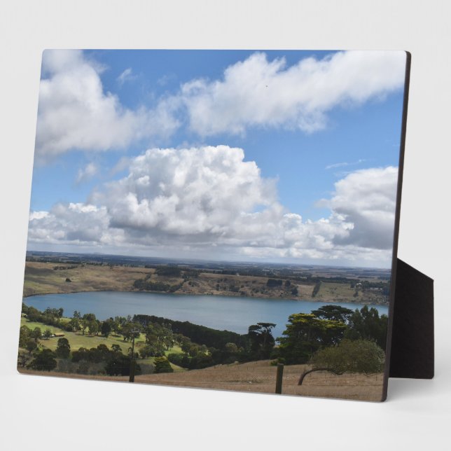 Clouds over Lake Gnotuk Camperdown Tabletop Plaque (Side)
