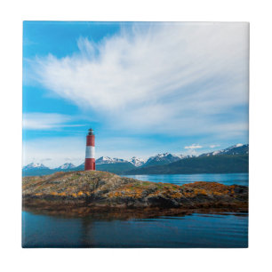 Clouds over lighthouse near Ushuaia, Argentina Tile