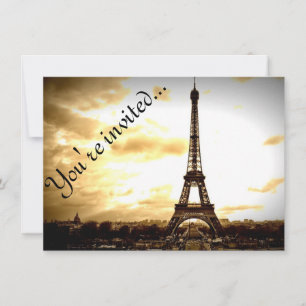 Clouds Over Paris Vintage Look Flat Invites