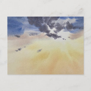 Clouds painting in watercolor postcard
