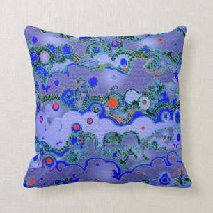 Clouds Periwinkle and Orange Pillow