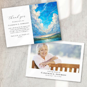 Clouds Photo Sympathy Funeral Memorial Thank You Card