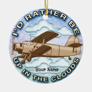 Clouds Plane Ceramic Ornament