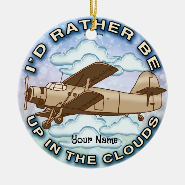 Clouds Plane Ceramic Ornament (Front)