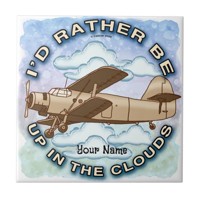Clouds Plane Ceramic Tile (Front)