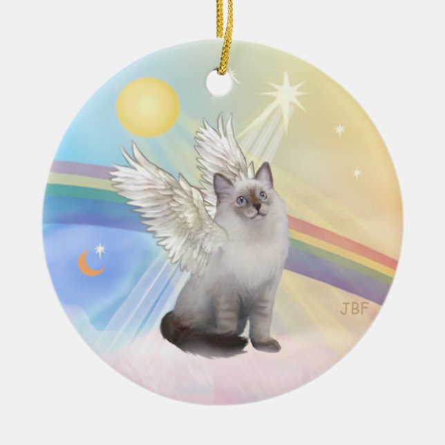 Clouds - Ragdoll Cat Angel Ceramic Tree Decoration (Front)