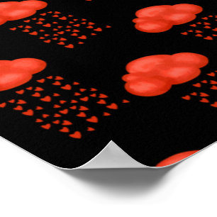 Clouds Rain Of Love Red Hearts Valentines Day Poster