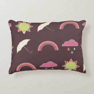 Clouds, rain, sun, umbrella pattern. decorative cushion