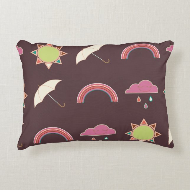 Clouds, rain, sun, umbrella pattern. decorative cushion (Front)