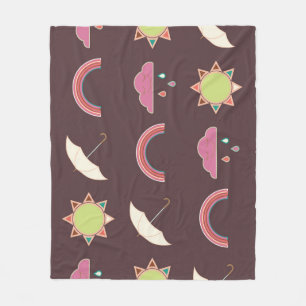 Clouds, rain, sun, umbrella pattern. fleece blanket