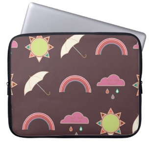 Clouds, rain, sun, umbrella pattern. laptop sleeve