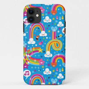clouds rainbows rain drops hearts pattern iPhone 11 case