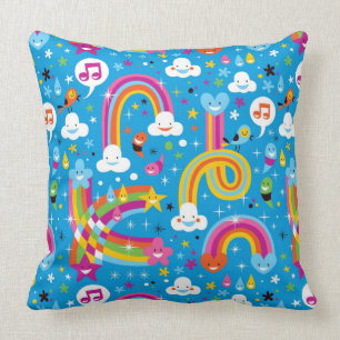 clouds rainbows rain drops hearts pattern cushion