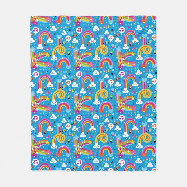 clouds rainbows rain drops hearts pattern fleece blanket (Front)