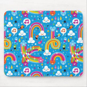 clouds rainbows rain drops hearts pattern mouse pad