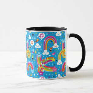 clouds rainbows rain drops hearts pattern mug