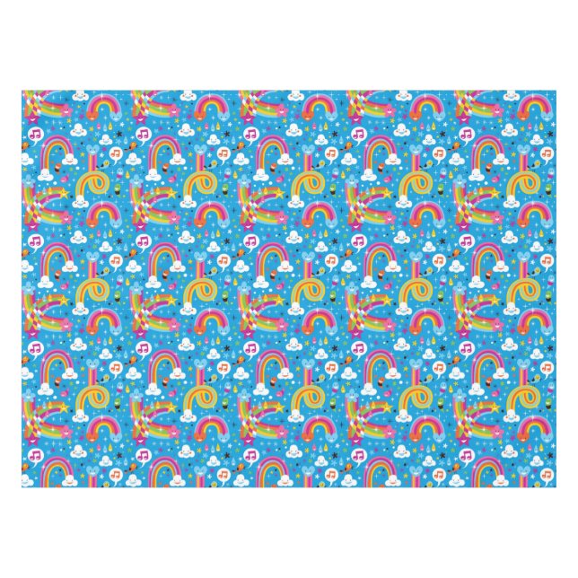 clouds rainbows rain drops hearts pattern tablecloth (Front (Horizontal))