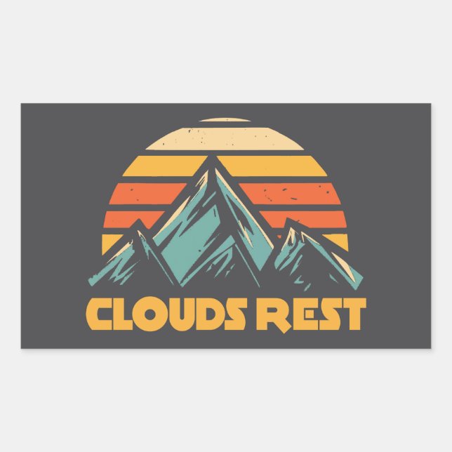 Clouds Rest Mountain Yosemite Retro Turquoise Rectangular Sticker (Front)