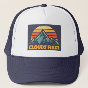 Clouds Rest Mountain Yosemite Retro Turquoise Trucker Hat