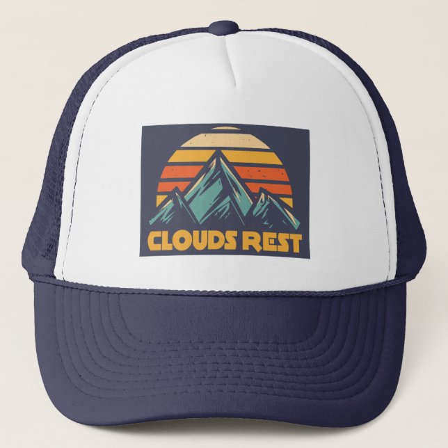 Clouds Rest Mountain Yosemite Retro Turquoise Trucker Hat (Front)