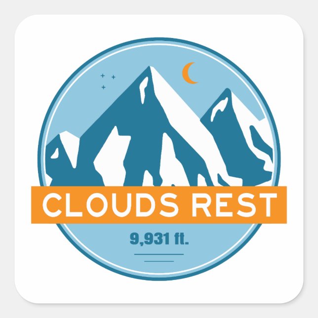 Clouds Rest Mountain Yosemite Stars Moon Square Sticker (Front)
