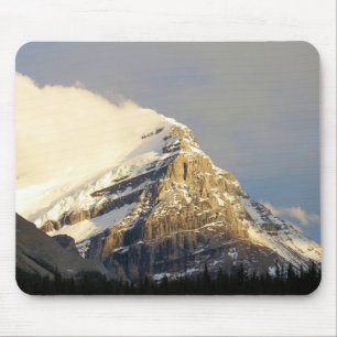 Clouds Roll Off Snowy Mountain in Canada Mouse Pad