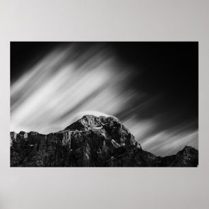 Clouds rolling above mountain Mangart Poster