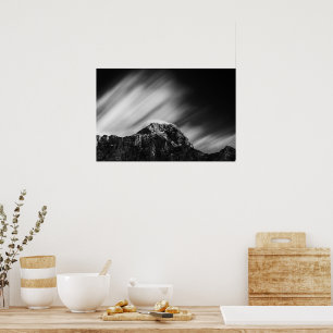 Clouds rolling above mountain Mangart Poster
