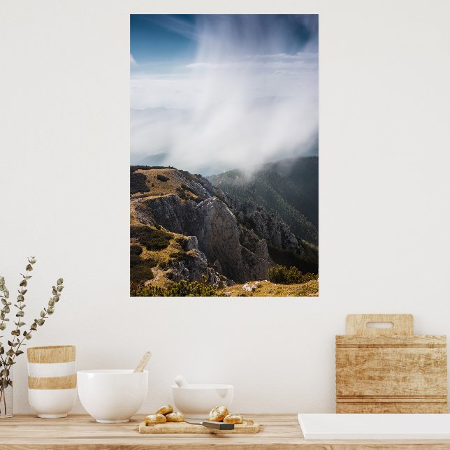 Clouds rolling over mountains poster (Kitchen)