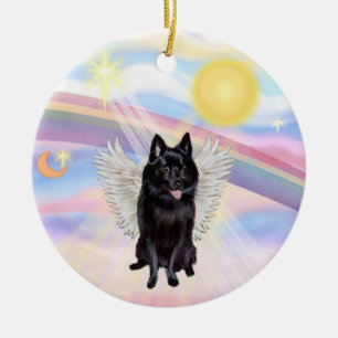 Clouds - Schipperke Angel Ceramic Tree Decoration