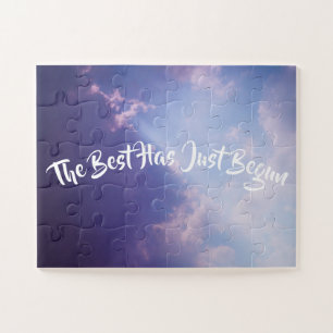 Clouds Sky Inspirational Quote Pastel Scenic Photo Jigsaw Puzzle