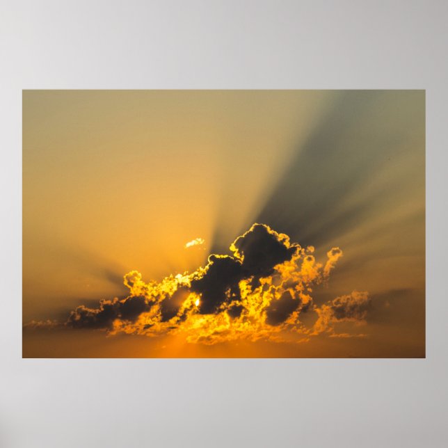 Clouds, Sky & Yellow Sunset Poster (Front)