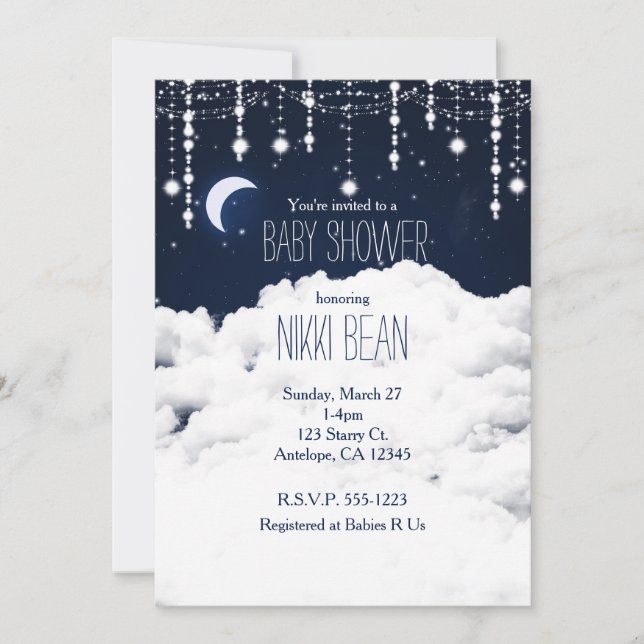 Clouds Starry Night Sky Celestial Invitations (Front)