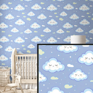 Clouds & Stars in Blue Sky Wallpaper