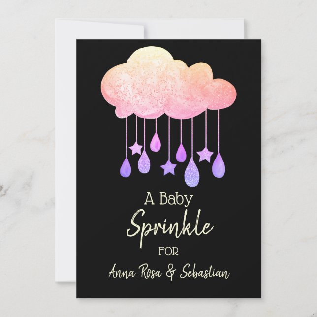 *~*  Clouds Stars Rain Drops Sprinkle Invitation (Front)