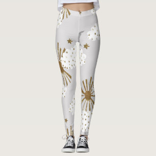 Clouds, sun, and moon, minimalistic pattern. leggings