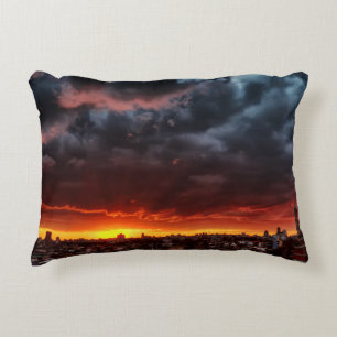 Clouds, Sunset And Red Decorative Cushion