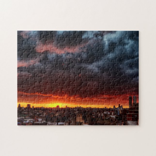 Clouds, Sunset And Red Jigsaw Puzzle (Horizontal)