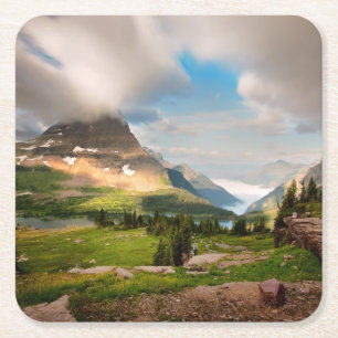 Clouds Sweeping Through Mountains Square Paper Coaster